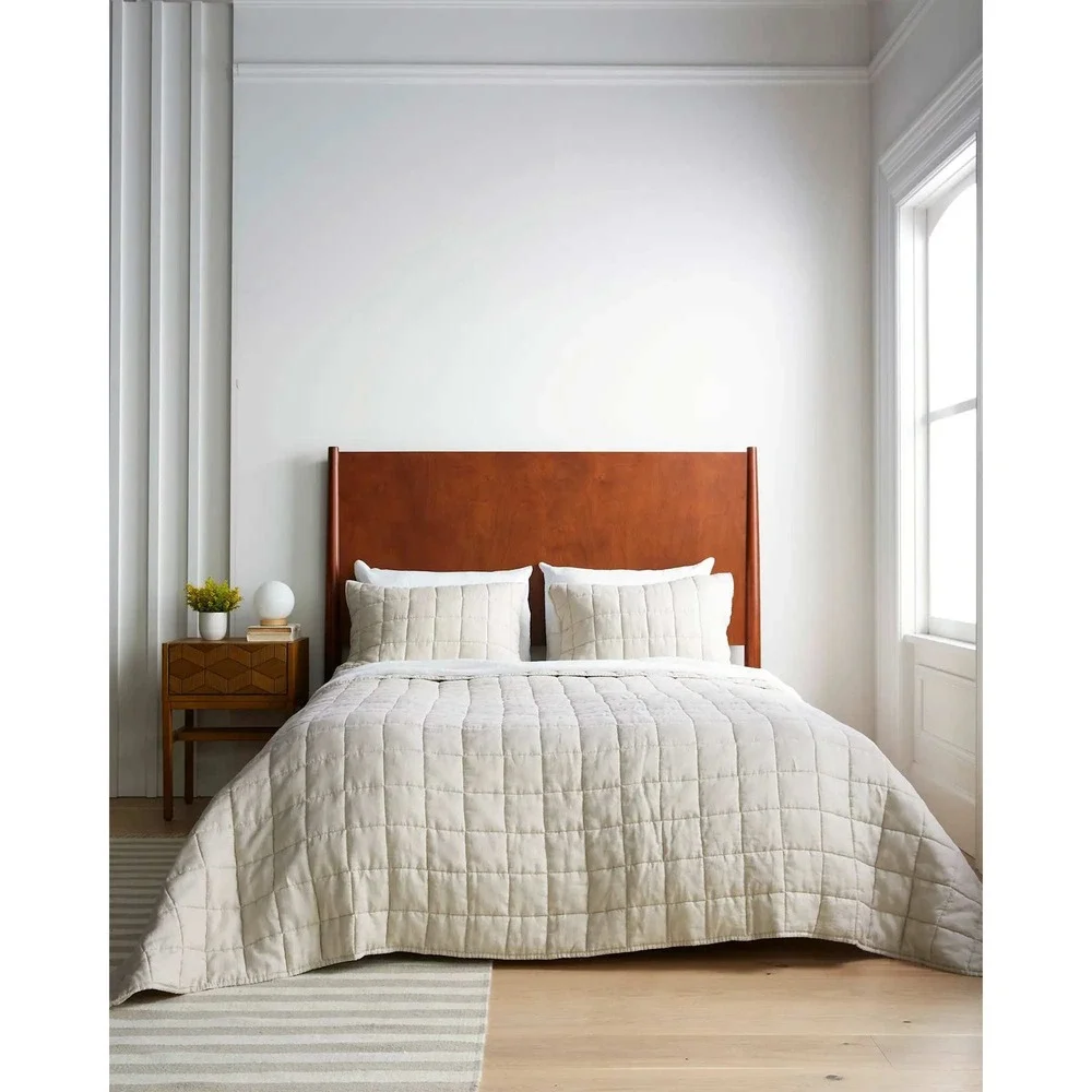 Quince European Linen box Quilt Ivory NEW KING CAL KING